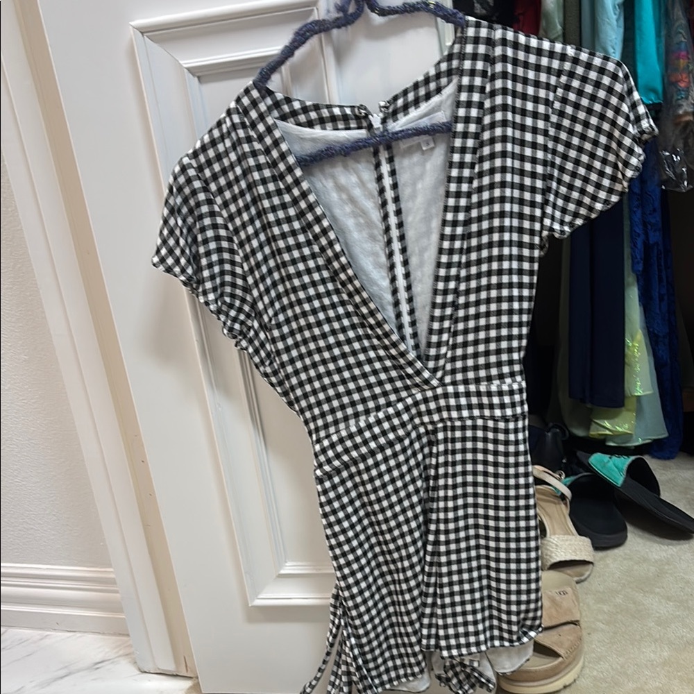 Black and White Gingham Romper